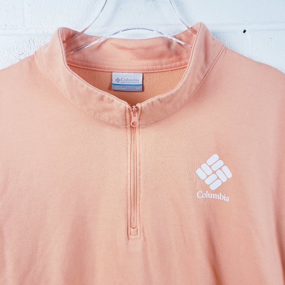 Columbia Women's 3X Trek French Terry Half Zip Pullover Sweatshirt Orange‎ - Picture 3 of 10